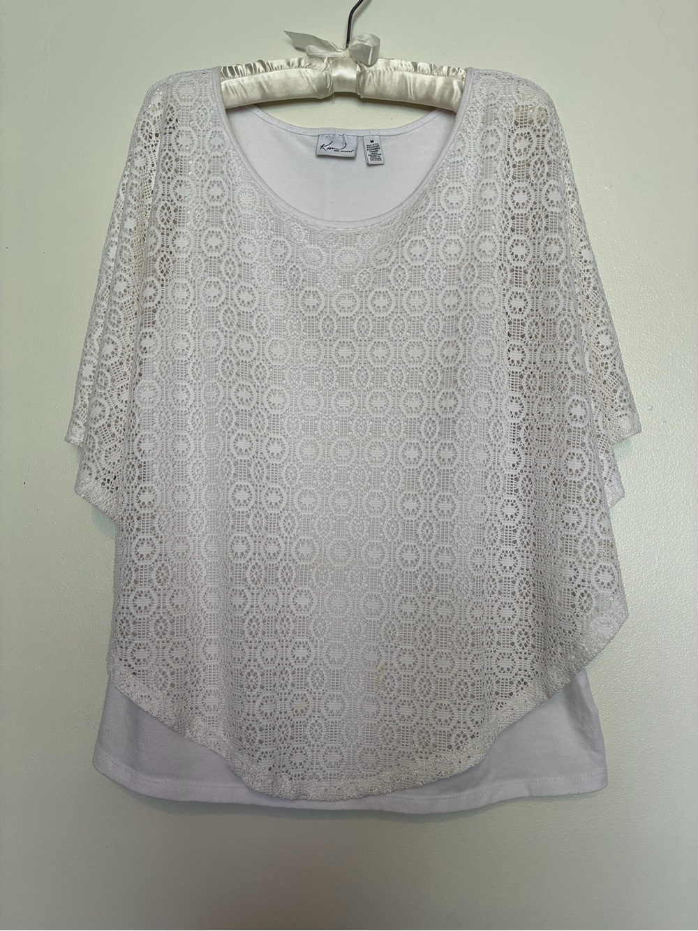 White Lace Overlay Scoop Neck Top